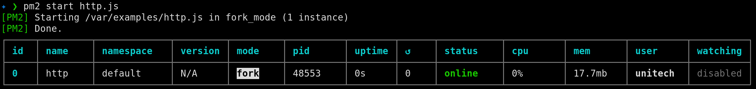 pm2 stop command output